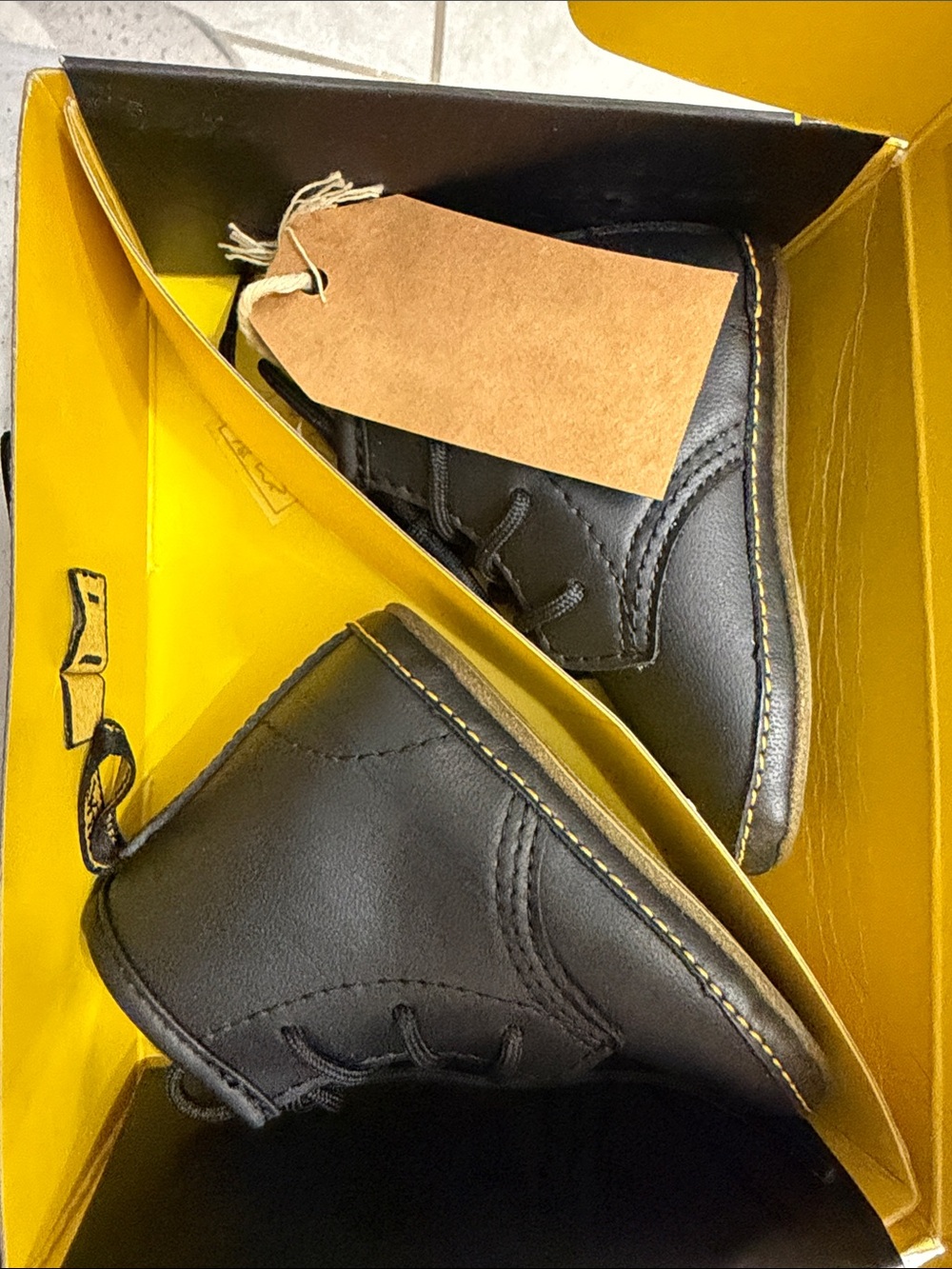 Dr. Martens Black Leather Chukka Boots with Yellow Stitching